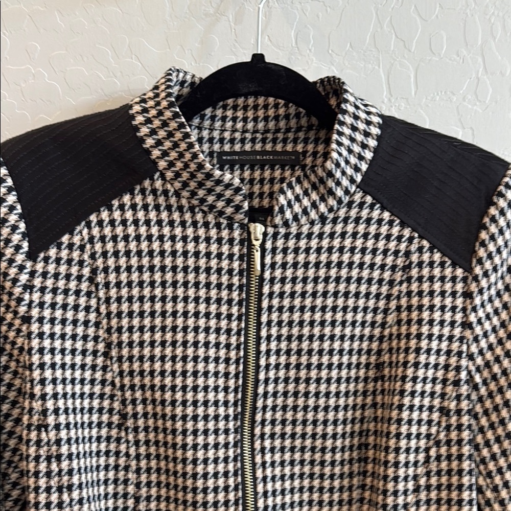 White House Black Market Houndstooth Zip-Up Jacket size 14 - Picture 7 of 13